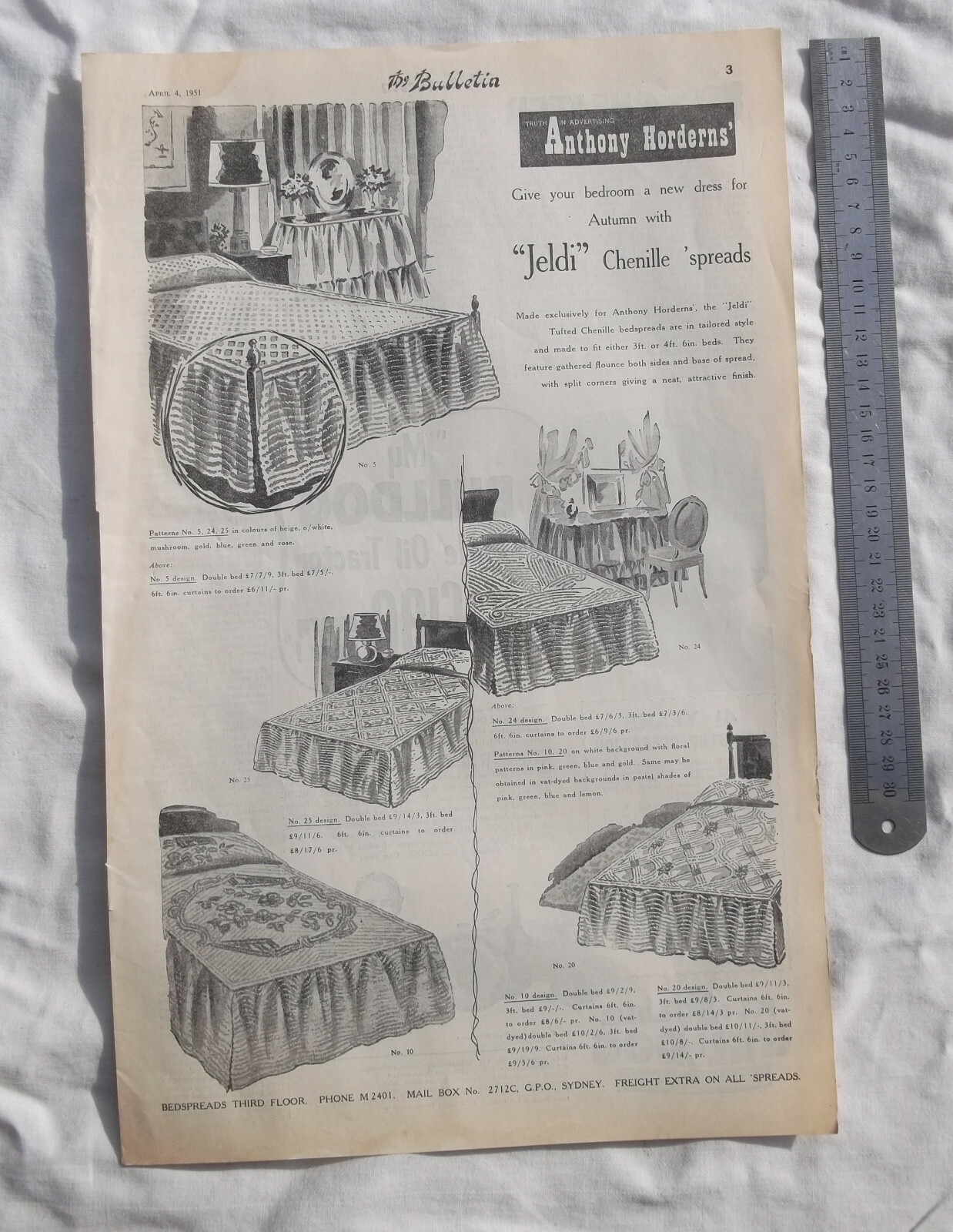 Jeldi Chenille Bedspreads Full Page Advertisement from 1951 Newspaper