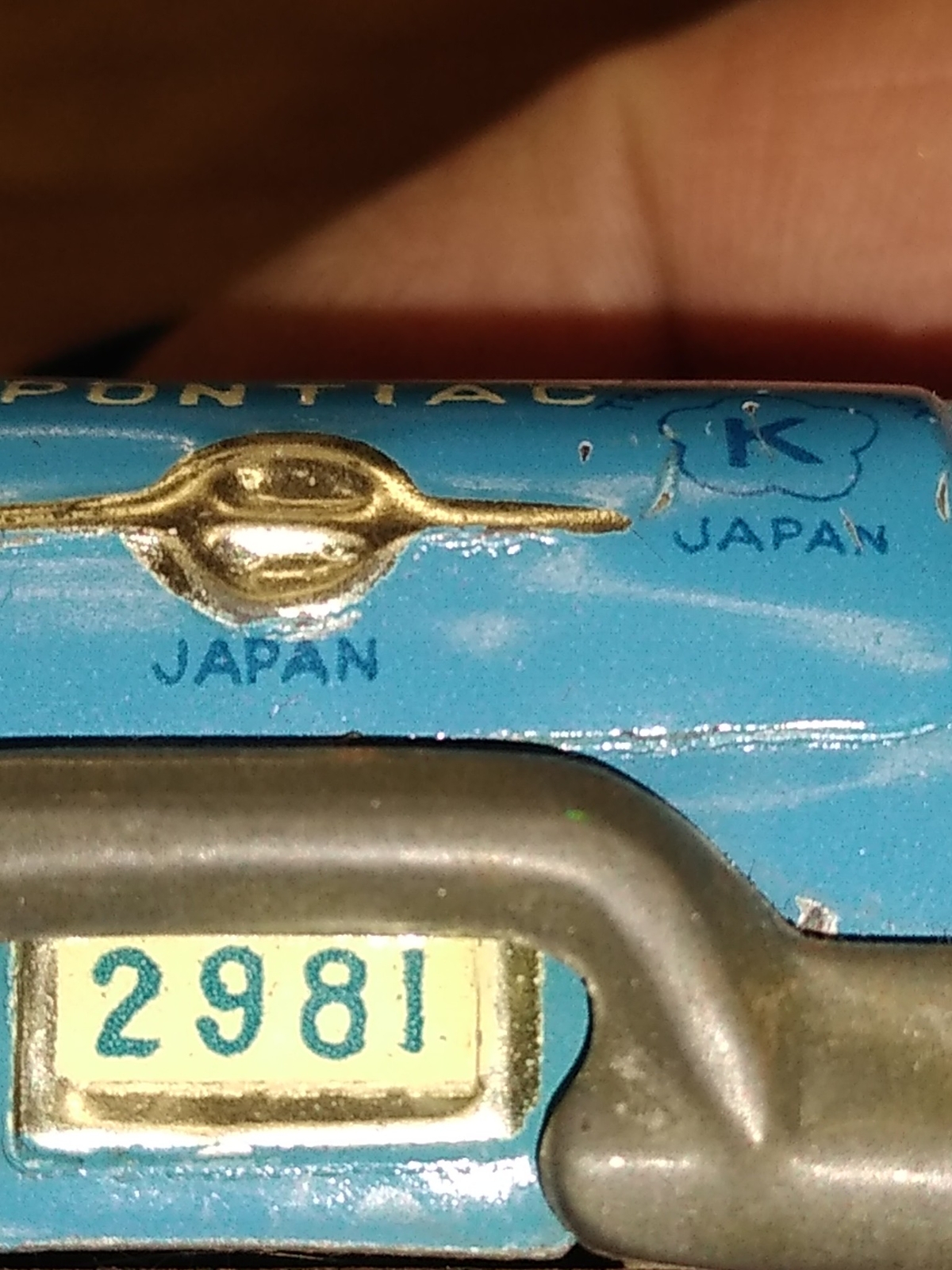 Vtg Tin Toy Litho Pontiac Convertible Car Japan Trade Mark K Kokyu Rare