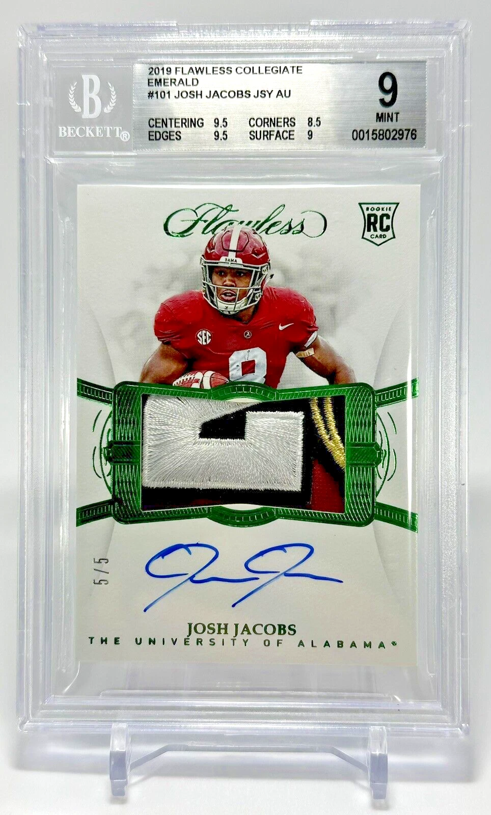 Josh Jacobs Panini Flawless Collegiate #56 Emerald