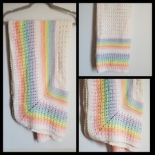Baby Afghan Crocheted Rainbow Blanket/throw 45x45 Inches