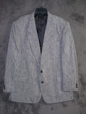 Versini Silk Jacket Mens L50 Gray SN Notch Textured Tweed Blazer 2 Button Men