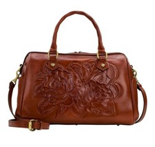 Patricia Nash Skye Rose Tooled Leather Satchel-Cinnamon-NWT-Orig. 269.98