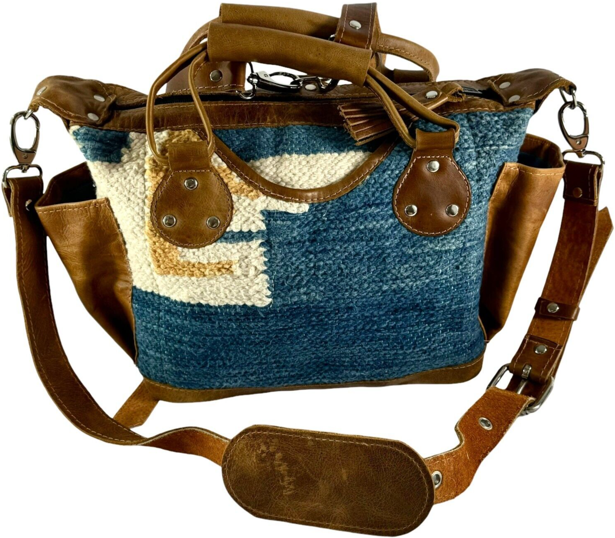 Sunday Isle multicolor floral wool leather embroidered bag and backpack. SUNDAY ISLE Multicolor Wool & Brown Leather Women main image 3