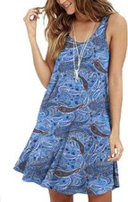 VIISHOW Women's Summer Sleeveless Casual Swing Simple T-Shirt Loose Dresses M