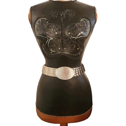 Vintage Metallic Woven‎ Statement Belt Silver Glam Wide M/L Vintage Metallic Woven Belt Wide Silver Glam Statement M/L  main image 4