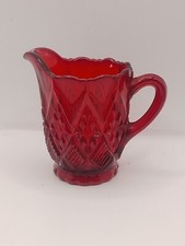 Beautiful Vintage Ruby Red Glass Cream Or Mint Sauce Jug Rf7#270