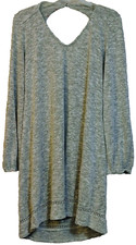 Chelsea & Violet Sweater Dress Gray Shift Marl Knit, Keyhole Cutout, Size Large