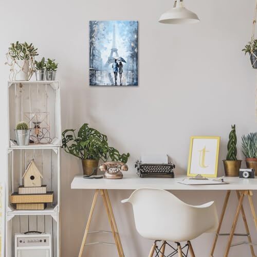 Tower Ronmance Living Room Wall Art Blue Couple Bathroom Pictures Wall