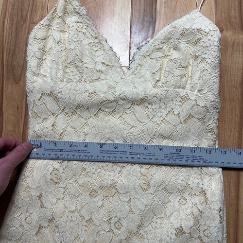 MONIQUE LHUILLIER Size 6 Lace Boho Mini Dress Ruffle Thin Strap Faeriecore - Picture 4 of 8