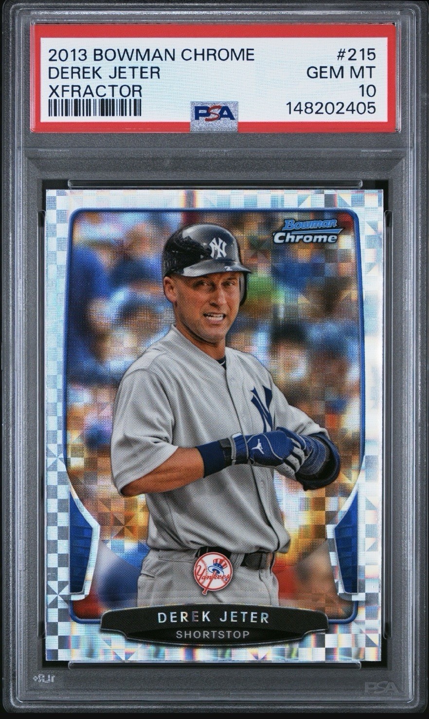 2013 Bowman Chrome Derek Jeter X-Fractor #215 Gem Mint PSA 10 view 1