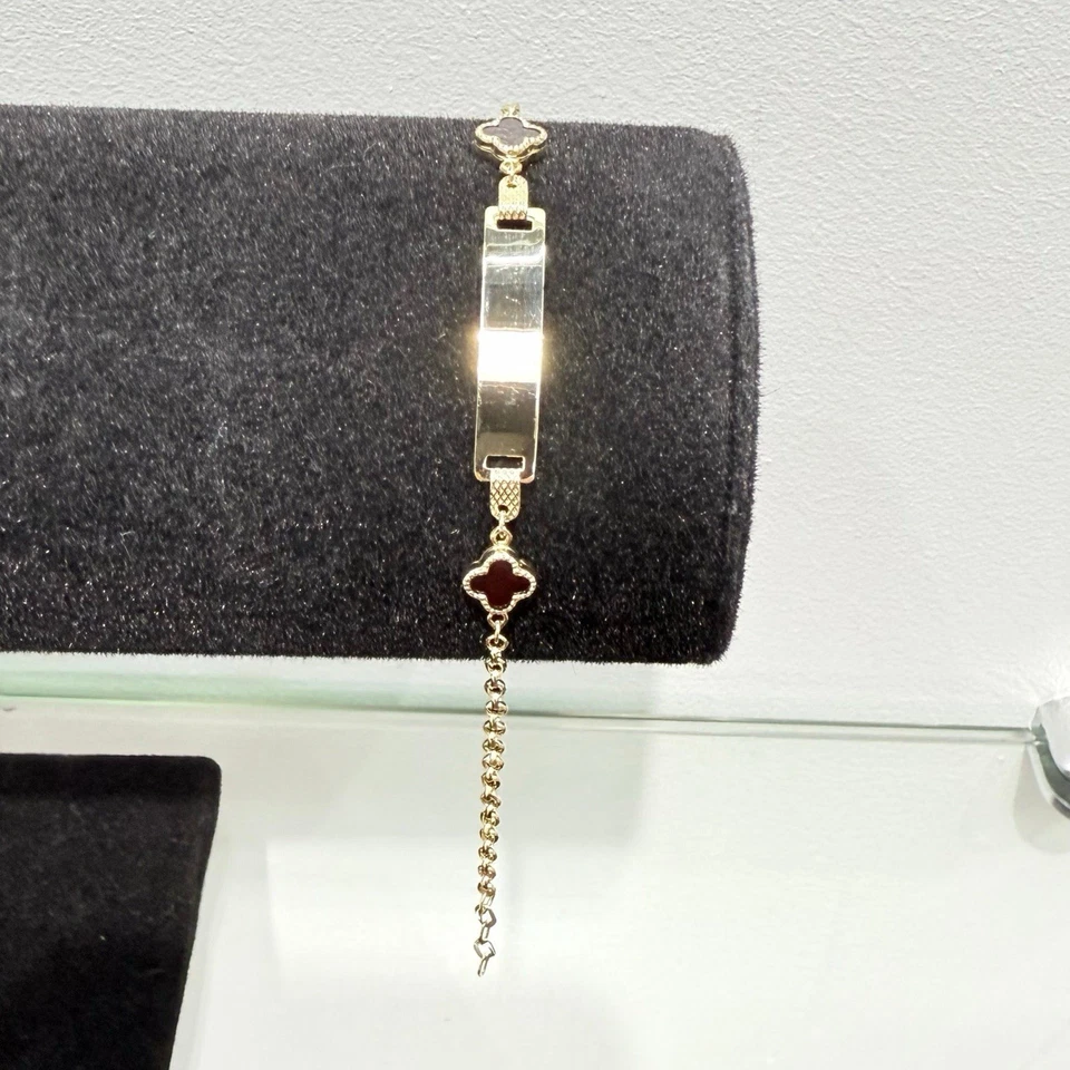 14K Yellow Gold Cuban ID Bracelet 6” For Baby/Kid With Free Engraving 2mm - Image 3 of 3