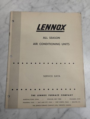 LENNOX AIR CONDITIONING MANUAL ALL SEASON UNITS SERVICE DATA MANUAL INFO
