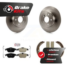 Rear Disc Rotors Semi-Metallic Pads Parking Brake Shoes Kit For With Solid Rotor