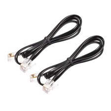 2 x Phone Cord 1.64FT Telephone Cable Phone Line Cord RJ11 6P4C Plugs Black