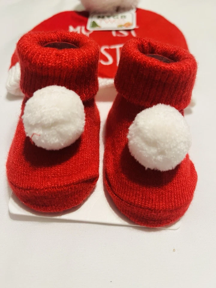 Botines y gorro de primera Navidad para bebés Foto 2 de 3