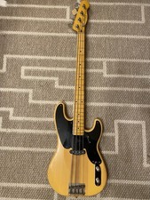 Squire Precision Bass 50’s Vibe Bass Guitar Natural Finish, Black Pick Guard