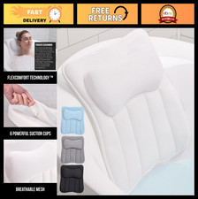 Luxury Bath Pillow with 6 Suction Cups, 4D Mesh Headrest for Neck Back Support