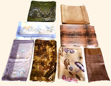 Lot of 8 classic scarves with assorted styles, shapes, colors, and materials