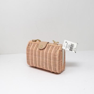 NEW BTB Los Angeles Bri Woven Straw Wicker Clutch Purse Bag Blush Pink