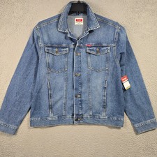 Wrangler Men Jacket Large Blue Trucker Outdoor Biker Denim Cowboy Hippy Nwt