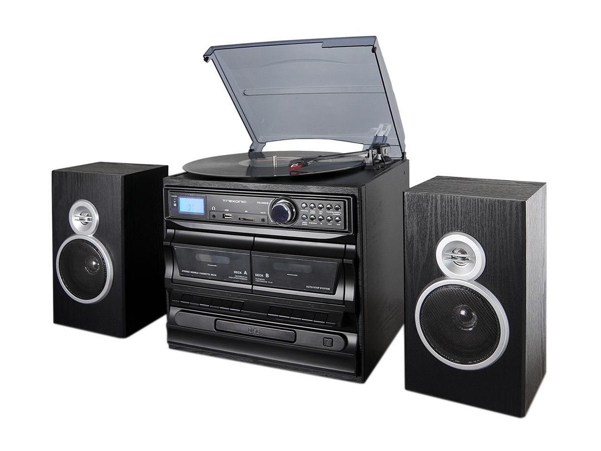 Trexonic TRX-811BS 3-Speed Turntable With CD Player, Dual Cassette