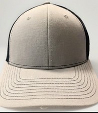 Premium Trucker Hat Khaki  Black Mesh Snapback Cap Two-Tone