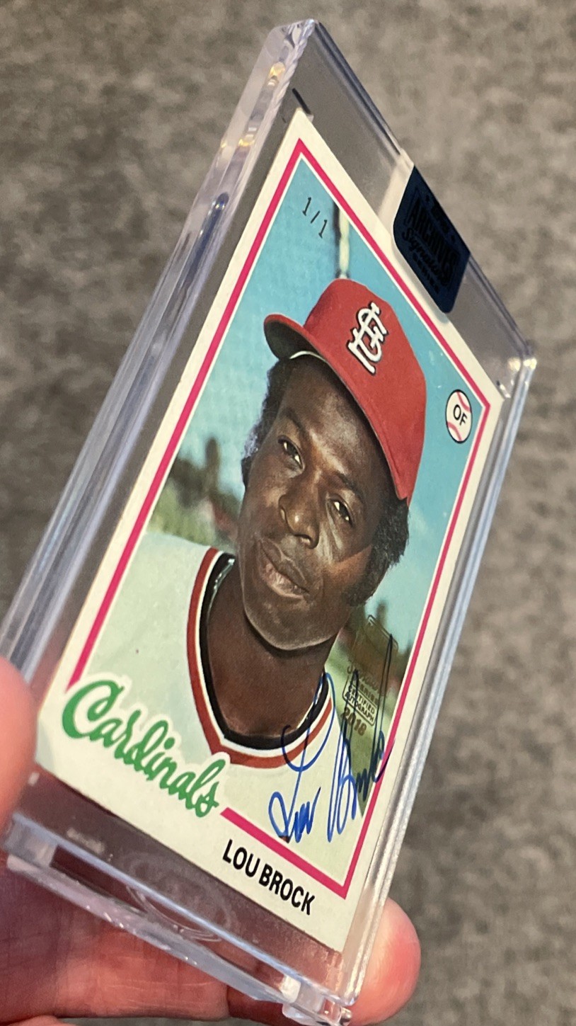 2018 Topps Archives Signature Series Lou Brock 1978 Buyback Auto 1/1 Cardinals view 3