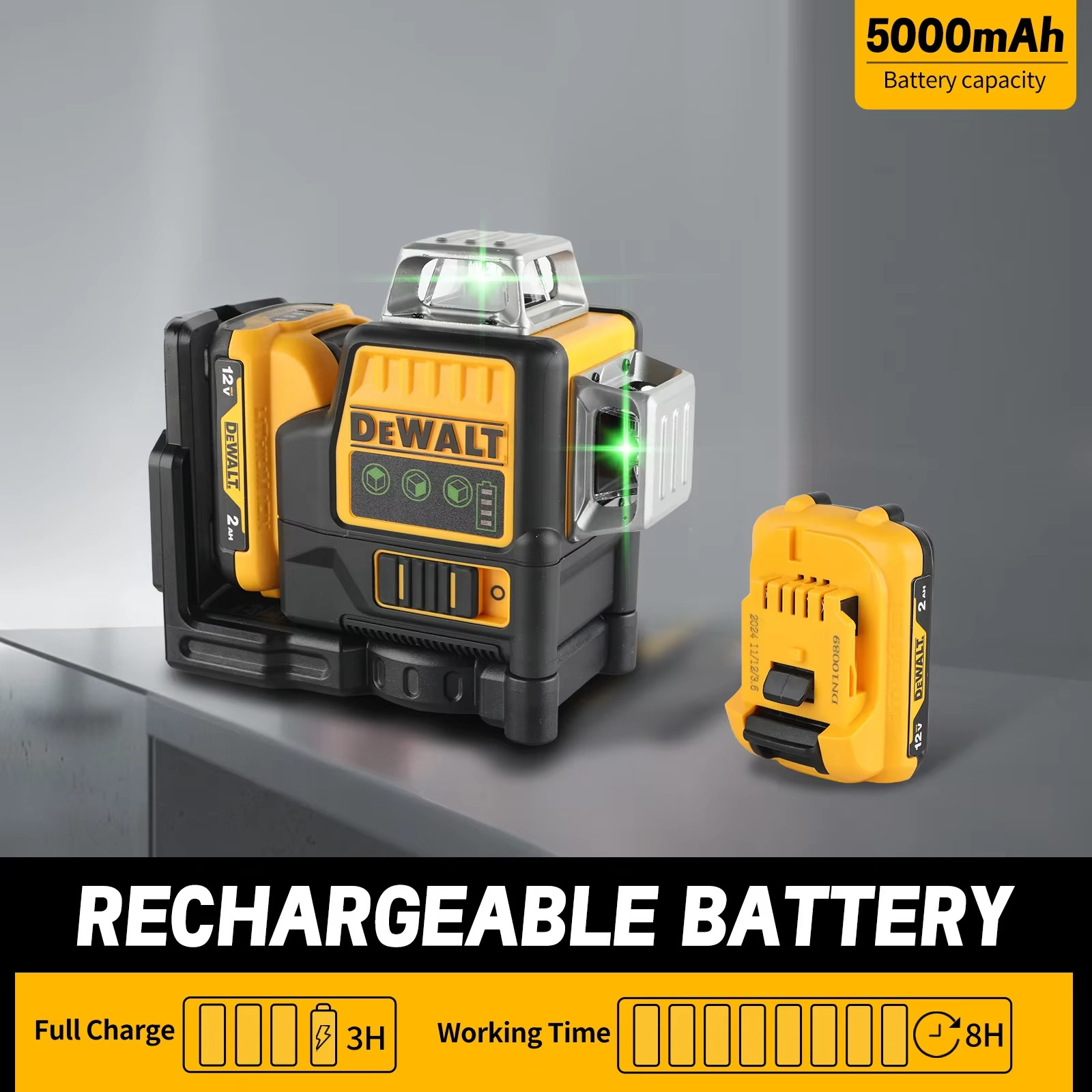 Niveau laser DEWALT 12 lignes vert 515nm 12V IP65 auto-nivelant 5