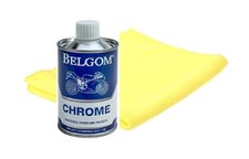Belgom Chrome Fl&uuml;ssigpolitur und Reiniger f&uuml;r Chrommetalle + Poliertuch - 250 ml