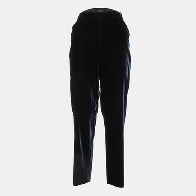 Giorgio Armani Navy Blue Velvet Tailored Trousers MWaist 32
