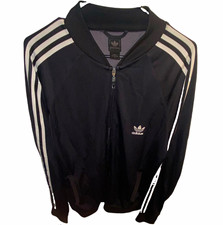 adidas Originals Men s Black/White 3-Stripe Track Jacket XL Full Zip Pockets