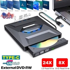 External CD DVD Drive USB 3.0 Writer Burner Player for PC Laptop Windows 11,10