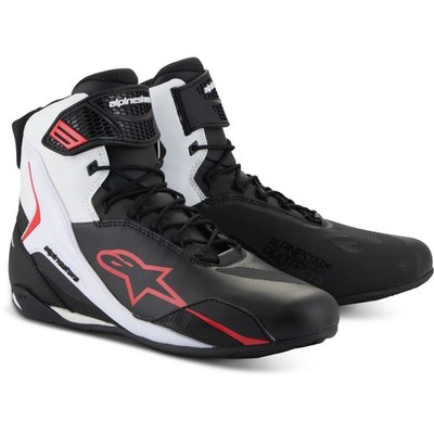 Alpinestars Faster-4 Motorcycle Boots 12 Black-White-Red Microfiber