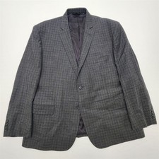 Jos A Bank 52R Gray Blue Check Wool Flannel Signature Blazer Jacket Sport Coat