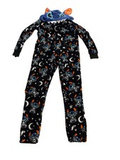 Disney Stitch Skeleton Halloween Fleece Hooded One Piece Pajamas Kids S 4-6