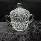 Anchor Hocking Prescut Clear Glass Pineapple Sugar Bowl with Lid Fan Design