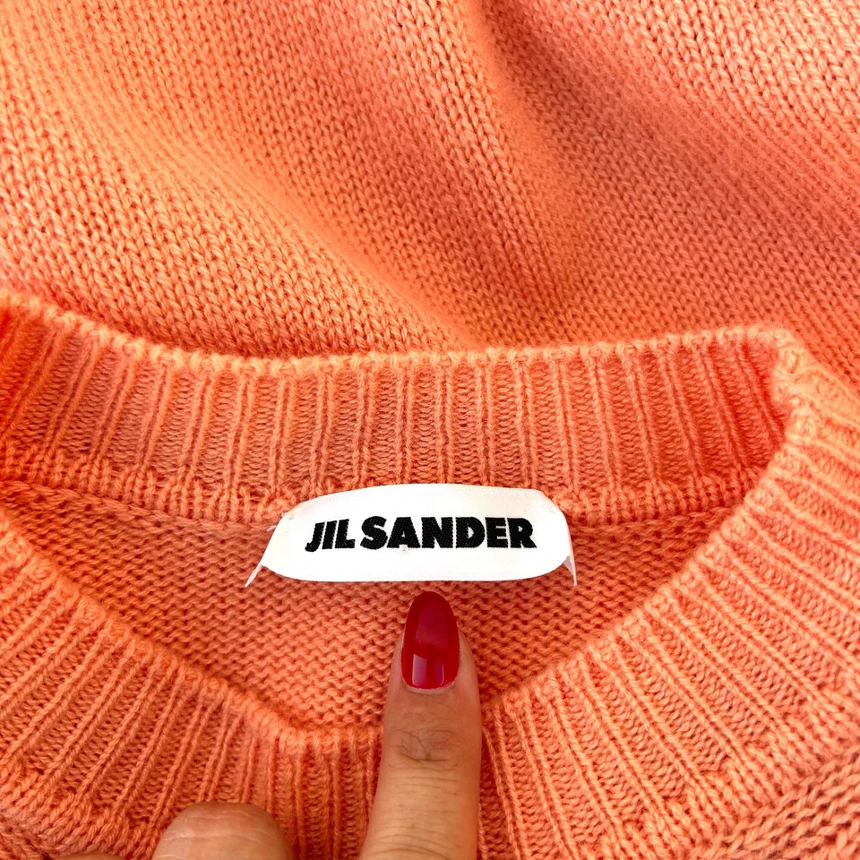 Suéter largo de gran tamaño Jil Sander cola caída pequeño rosa melocotón jersey cuello redondo Foto 3 de 4