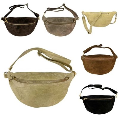 Bauchtasche aus echtes Leder Italy Tasche Crossbody Gürteltasche Wildleder Glatt