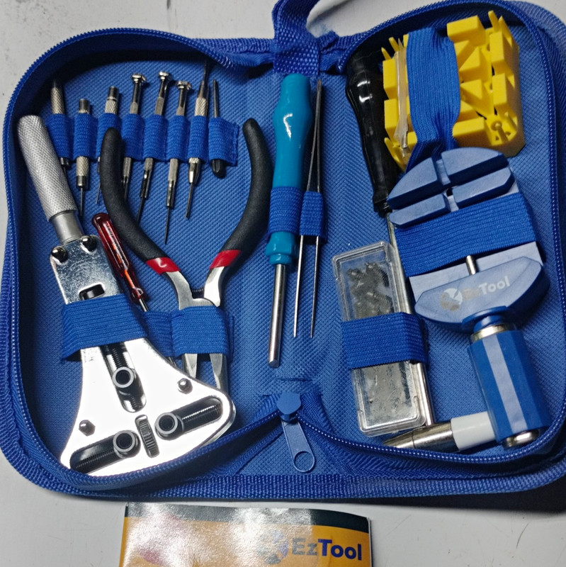 EzTool Watch Repair & Maintenance Kit w/ Zipper Case & Illustrated Guide Book
