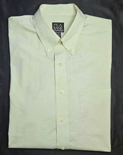 Mens Jos A Bank Traveler Collection Long Sleeve Green Button Up Shirt Large