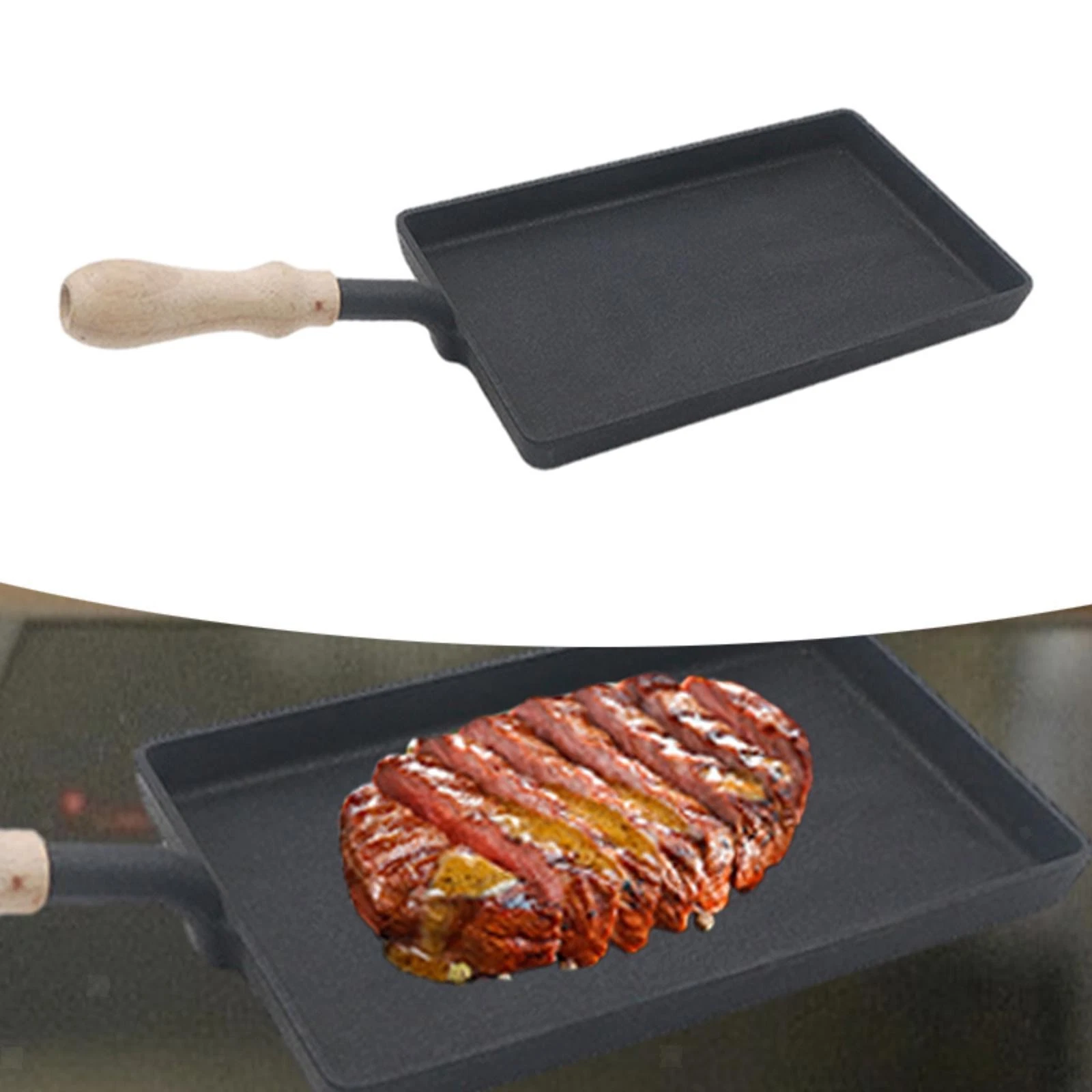 Cast Iron Griddle Omelette Pan Ergonomic Steak Pan Egg Frying Pan for Gas Stoves