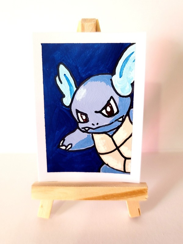 ACEO Original Wartortle Pokemon Acrylic Paint Illustration ATC by LoveYourMail