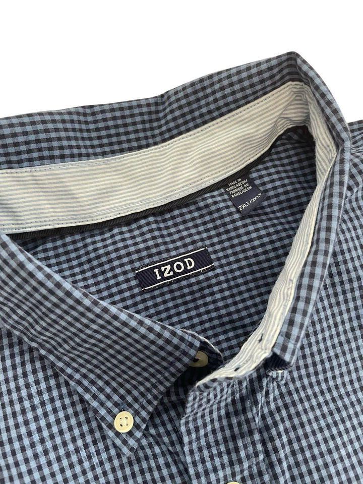 Рубашка мужская IZOD размер 2XLT синяя клетчатая легкий уход - Изображение 3 из 4