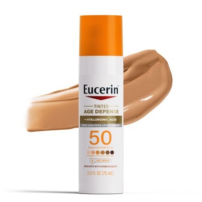 Eucerin Sun Tinted Age Defense Face Sunscreen 2.5 Fl Oz (Pack of 1), White 