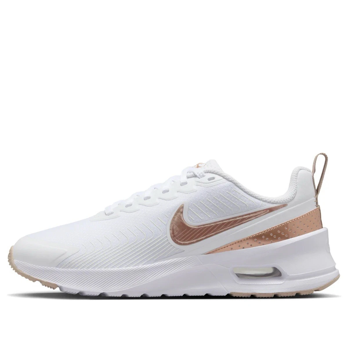 Nike Air Max Nuaxis Women’s Size 8 White Metallic Bronze Running Gym Shoes New