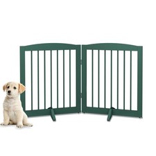 PUPETPO Freestanding Pet Gate for Dogs, Foldable Wooden Dog Gate for House,