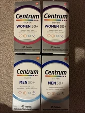 Centrum Sliver 2 Men & 2 Women 50+ Supports Heart Brain Eye Health 65 Tablets Ea