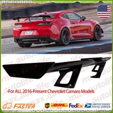 ZL1 1LE STYLE BIG REAR TRUNK SPOILER WING GLOSS BLACK FOR 2016-2023 CHEVY CAMARO