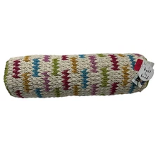 London Kaye Throw Pillow Artisan Hand Knitted Crochet Bolster Hippie Boho Beach