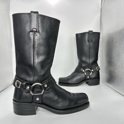 Frye-Belted Harness Boots Women's Size 7.5 M Engineer Moto Black 77250